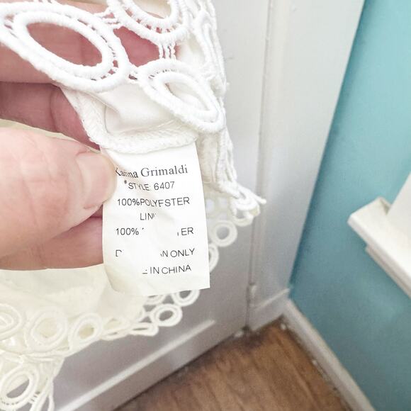 Karina Grimaldi Felix Crochet White Eyelet Jumpsuit Style 6407 Size XS Peekaboo - Picture 8 of 12